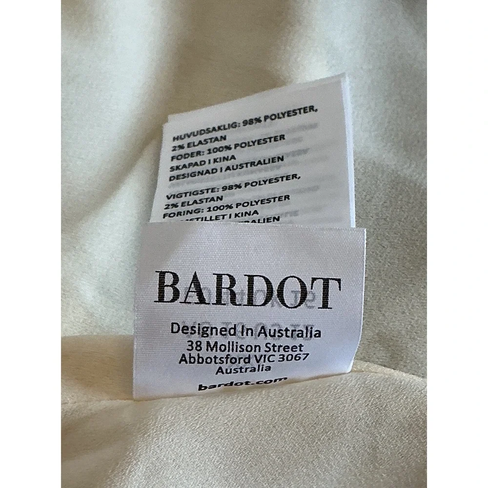 Bardot Black White Abstract Halter Maxi Dress Plunging V-Neck Open Back Size 12